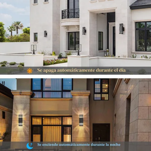Vista 2 de Luces de pared para exteriores de anochecer a amanecer - Diseño impermeable de 2 capas, modernas lámparas de exterior de aluminio para casa, luces
