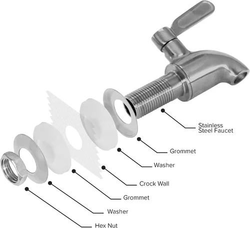 Vista 5 de Geo Sports - Dispensador de agua de cerámica de porcelana, grifo de acero inoxidable, válvula y tapa incluidas. Se adapta a jarras de 3 a 5 galones