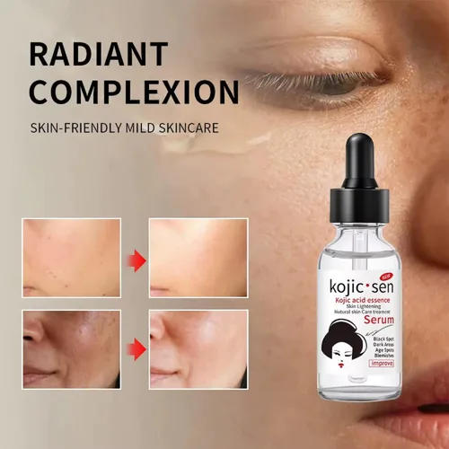 Vista 2 de Suero de esencia de ácido kójico para tez radiante – Esencia Facial Hidratante con Ceramida y Ácido Hialurónico – Reduce las manchas oscuras