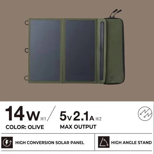 Vista 4 de ELECOM NESTOUT - Cargador de panel solar de 2 paneles + banco de energía para exteriores de 15000 mAh (beige)