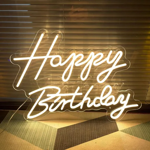 Vista 4 de Letrero de neón grande de feliz cumpleaños para decoración de pared, con interruptor regulable, letrero de neón reutilizable de feliz cumpleaños 17