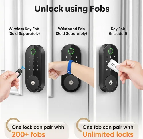 Vista 4 de Cerradura inteligente de huellas digitales con teclado – Cerradura de entrada sin llave para casa, apartamento, oficina, Airbnb, alquiler, niños