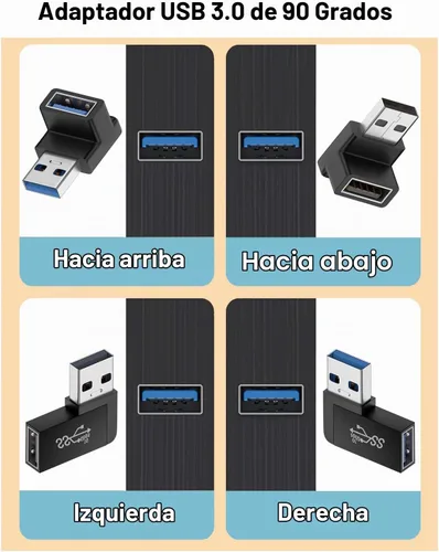 Vista 2 de Jadebones - Adaptador USB 3.0 de 90 grados, paquete de 4