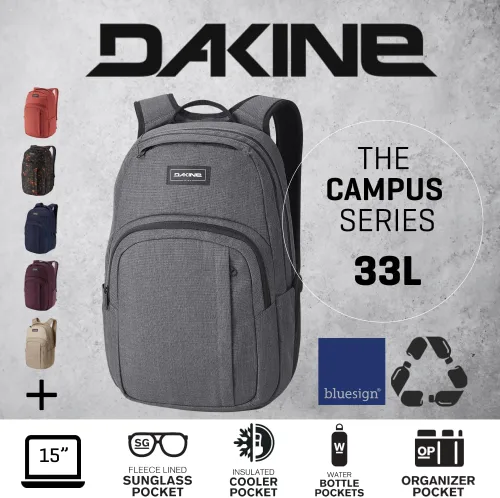 Vista 11 de Dakine Mochila Campus grande de 33 litros para laptop y libros, Lila bruñido., Moderno, personalizado