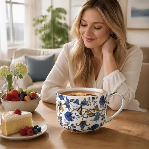 Vista 7 de Tazones de sopa de 25 onzas de porcelana con mangos, taza grande de sopa para café, cereal, avena, café con leche, sopa floral, taza de sopa