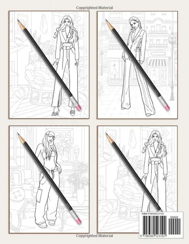 Vista 2 de Fashion Coloring Book 30 Images Fun Colouring Pages For Adults, Kids Stylish Fashion With Gorgeous Beauty Style Fashion Other Cute Designs