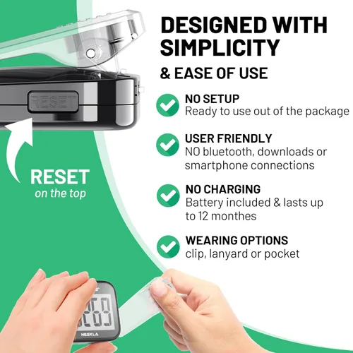 Vista 3 de 3D Pedometer for Walking, Simple Step Counter with Large Digital Display, Step Tracker with Removable Clip Lanyard, Accurately Track Steps for Men
