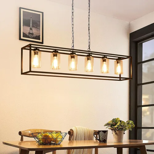 Vista 9 de Lámpara de comedor, lámparas negras de 5 luces para comedor, iluminación de isla de cocina de granja, luces colgantes para isla de cocina, lámpara