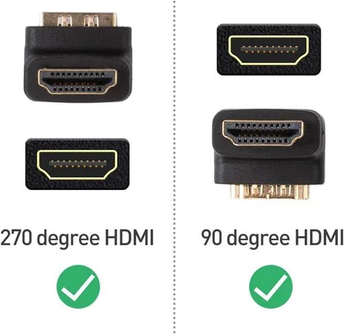 Vista 3 de Cable Matters Combo Pack Adaptador HDMI de 270 grados y 90 grados (HDMI en ángulo recto) con soporte 4K y HDR