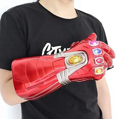 Vista 4 de LED Light Up Infinity Gauntlet Iron Man Gloves with Not Removable Magnet Infinity Stones Batteries - Red Adults and K.ids