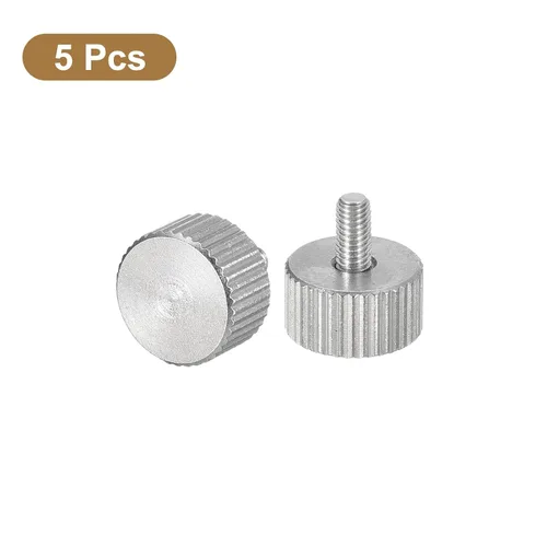Vista 3 de uxcell M3x6mm Tornillos de pulgar moleteados, 5 piezas de acero inoxidable 304, cabeza plana moleteada, tornillos de pulgar roscados completamente