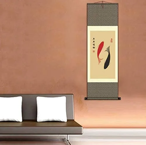 Vista 3 de Grace Art Pergamino de pared asiático, Yin acuático y yang