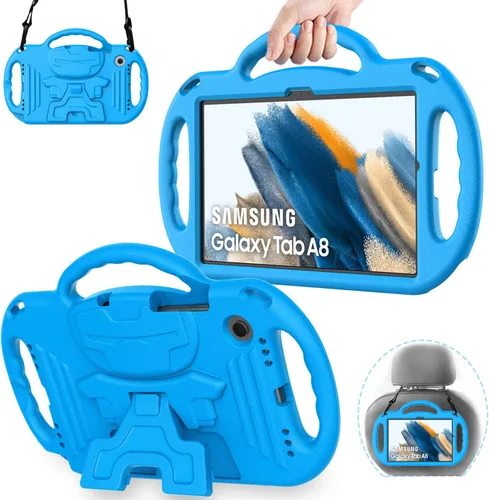 Vista 12 de AVAWO Funda infantil para Samsung Galaxy Tab A8 de 10.5 pulgadas 2021 (SM-X200/X205), con correa, mango soporte ligero a prueba de golpes, negro