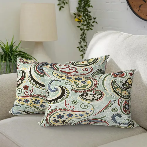 Vista 20 de DYTXIII Paquete de 2 almohadas lumbares impermeables para exteriores con rellenos, 12 x 20 pulgadas, almohada decorativa rectangular para patio