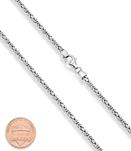 Vista 2 de Miabella Collar bizantino cuadrado macizo de plata de ley 925 chapada en rodio italiano de 0.098 in para hombres y mujeres, hecho a mano en Italia