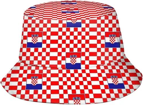 Vista 10 de Sombrero de pescador croata con bandera de Croacia, gorra de pescador croata para exteriores para mujeres y hombres Bandera de Croacia-g006