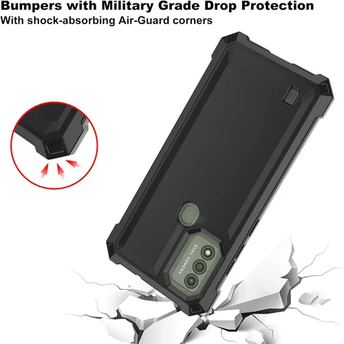 Vista 4 de Ailiber - Funda para Wiko Voix, doble capa, protector de pantalla, color negro Air-Guard Corners, Shockproof Flexible TPU Bumper, Slim Hard Back