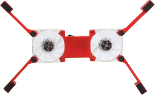 Vista 6 de DR-S02 - Enfriador plegable para laptop con doble ventilador, portátil alimentado por USB, base de refrigeración con soporte antideslizante (rojo)