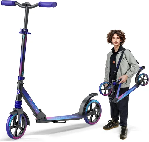 Vista 15 de Patinete Cruiser para exteriores a partir de 6 años, para niños, adolescentes y adultos, carga máxima de 250 libras, plegable, ruedas de 8 pulgadas