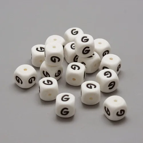 Vista 20 de Mega Pet 10 cuentas de silicona en forma de cubo de silicona con la letra A, cuentas sueltas del alfabeto, cuentas del alfabeto, de 0.472 x 0.472 x