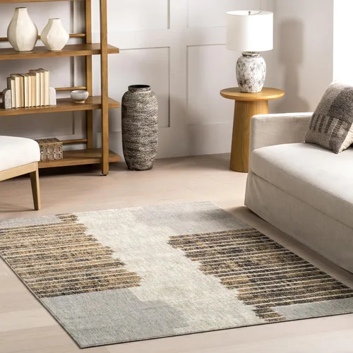 Vista 17 de Nuloom Aadhya - Alfombra geométrica de 2 x 8 pies para sala de estar, dormitorio, comedor, entrada, pasillo, color marrón claro