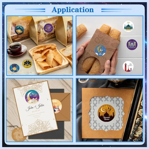 Vista 5 de 192PCS Eid Al Adha Pegatinas, Eid Mubarak Pegatinas Ronda Ramadán Regalo Etiqueta Etiqueta Engomada رالرارارارراررارررارر الراررال الرال الرال