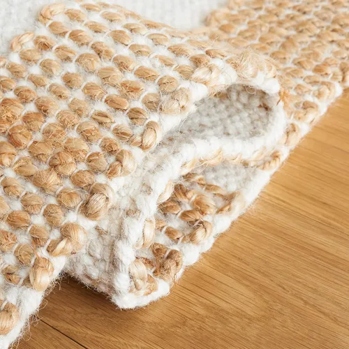 Vista 6 de SAFAVIEH Natural Fiber Collection NF511A - Alfombra de pasillo, 2 pies 3 pulgadas x 8 pies, marfil y natural, hecha a mano de yute y lana, ideal