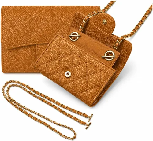 Vista 26 de Kit de conversión de tarjetero para inserto de billetera con solapa pequeña y correa de cadena, billetera pequeña clásica en cadena, kit convertidor