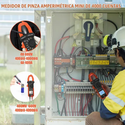 Vista 3 de BTMETER Multímetro de abrazadera digital, rango automático 4000 TRMS AC DC voltímetro amperímetro prueba voltios amperios ohmios frecuencia