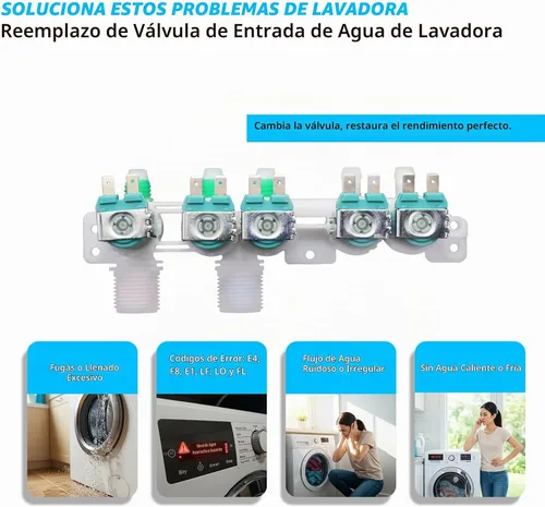 Vista 6 de Válvula de entrada de agua para lavadora WA50M7450AW/A4 WA52M7750AV/A4