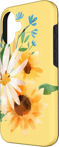 Vista 2 de iPhone 16 Yellow Sunflower Vintage Flower Petals Case