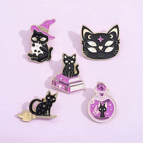 Vista 4 de Creative Cat Themes - Juego de pines esmaltados con diseño de gatos, broche para mochila, bolsa, sombrero, regalos para los amantes de los gatos