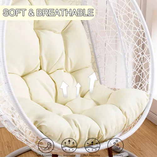 Vista 3 de Cojín de repuesto para silla de huevo para colgar silla de huevo, cojín grueso y cómodo para silla colgante, color beige (solo cojín), cojín