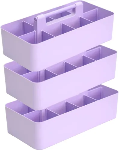 Vista 36 de Cesta grande portátil, divisores DIY, 8 compartimentos, organizador para suministros escolares, de oficina, para el hogar y negocios, cesta portátil