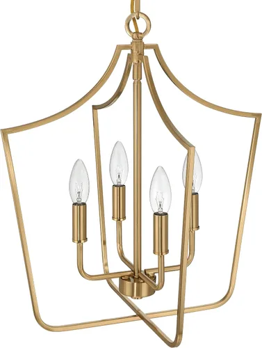 Vista 6 de Creative Co-Op Constance - Lámpara de techo estilo candelabro de metal cónico con 4 luces, color dorado cepillado
