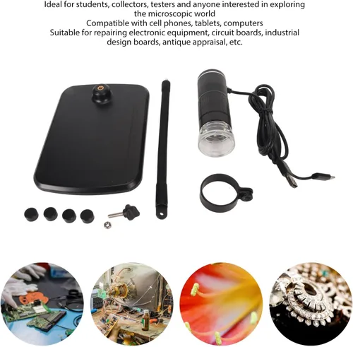 Vista 7 de Microscopio digital, microscopio USB de 50 a 1000x con soporte - 640 x 480 de mano USB HD microscopio cámara compatible con teléfono móvil Pad PC