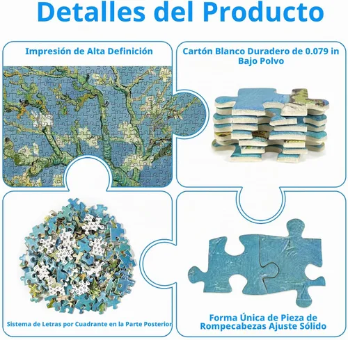 Vista 2 de CHengQiSM Rompecabezas de 1000 piezas con flores de almendra para adultos Flores de almendro