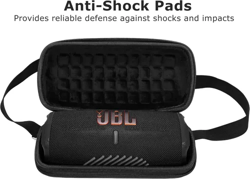 Vista 4 de Ginsco Funda rígida de transporte para JBL Charge 5/Charge 4 impermeable portátil Bluetooth altavoz, funda de viaje con correa ajustable