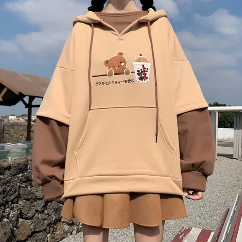 Vista 3 de FANCYKIDS Sudadera con capucha de dinosaurio, conejo, oso, orejas de gato, para niñas, adolescentes y adolescentes, de gran