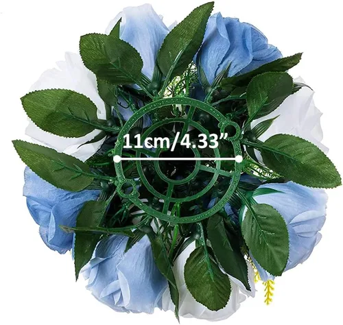 Vista 3 de Arreglo de 10 flores artificiales en forma de bola, ramos de flores artificiales falsos para bodas, rosas en ramo para fiestas, centros de mesa