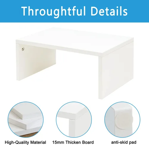 Vista 9 de TEAMIX 6.7 pulgadas de altura y 2 unidades de soporte de monitor blanco para escritorio, soporte de monitor pequeño, soporte