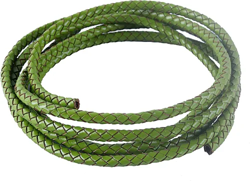 Vista 15 de KONMAY 2 yardas 8.0mm Cordón redondo de cuero trenzado auténtico marrón antiguo para corbata de bolo Amtique Marrón