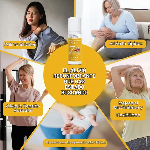 Vista 2 de Seven Minerals Arnica de magnesio Roll On Stick – Relajante muscular totalmente natural para dolores musculares, dolor de espalda y calambres