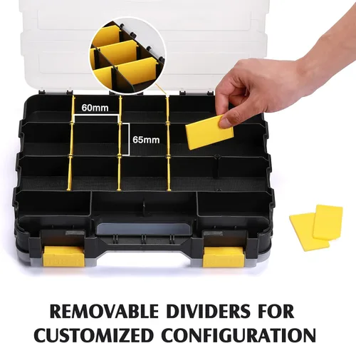 Vista 2 de MIXPOWER Organizador de doble cara de 34 compartimentos con polímero resistente a los impactos y separadores de plástico extraíbles personalizables
