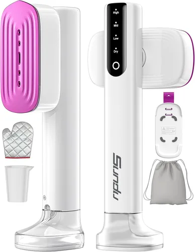 Vista 13 de Vaporizador de viaje para ropa con depósitos de agua de 6.1 fl oz, calentamiento rápido de 15 segundos, rendimiento de vapor fuerte de 0.91 oz/yd²