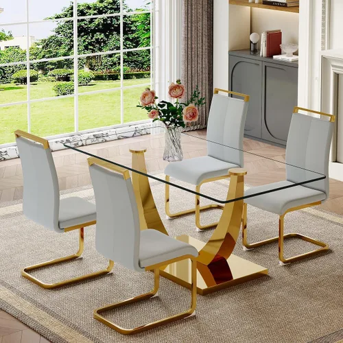 Vista 58 de Mesa de comedor moderna para mesa de comedor de mármol sintético de 4/6, 63 pulgadas, mesa de cocina rectangular, mesa de cocina y comedor de fácil