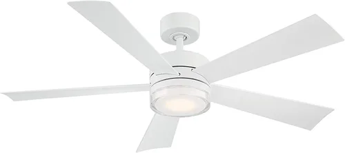 Vista 24 de Ventilador inteligente de techo con 5 aspas, accesorio de luz LED y control de pared para interiores o exteriores y para iOS o Android, Alexa