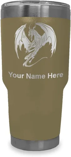 Vista 11 de LaserGram Vaso aislado al vacío de 20 onzas, dragón, grabado personalizado incluido (negro)