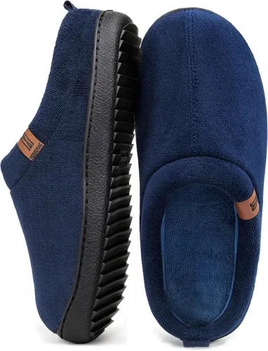 Vista 11 de MERRIMAC - Zapatillas de deslizamiento para hombre, cómodas, con espuma viscoelástica, antideslizantes, para interiores, zapatos de casa Negro