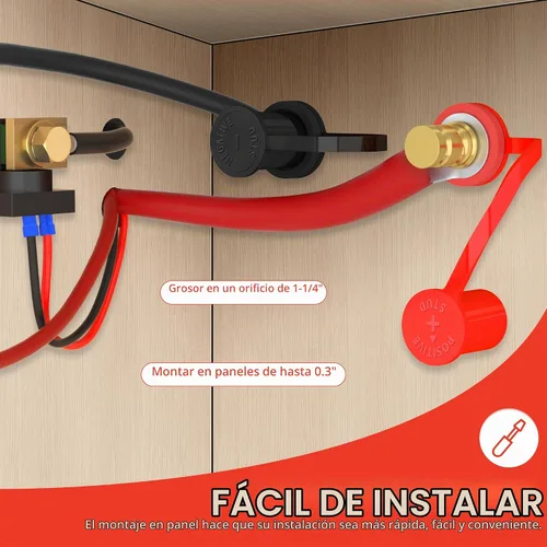 Vista 3 de Joinfworld Terminales de batería remotos con espárrago de 3/8" Poste de salto de batería con cubierta, Kit de poste de carga de batería de 250A